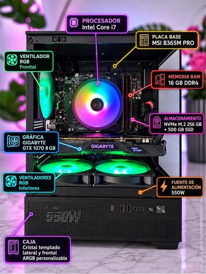 PC GAMING Intel i7 + GTX 1070 + 756 GB + 16 Ram